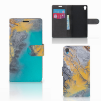 Sony Xperia Z3 Bookcase Marble Blue Gold - thumbnail