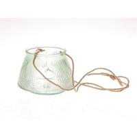 HBX Natural Living Hangende windlicht lines ø11xh15cm groen