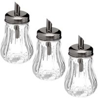 6x stuks suikerpot/suikerstrooier glas met RVS tuit 180ml - thumbnail