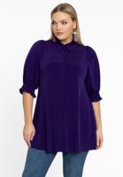 Yoek Blouse met pofmouwen | Paars | Maat 58/60