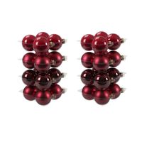 32x stuks glazen kerstballen rood/donkerrood 8 cm mat/glans - Kerstbal