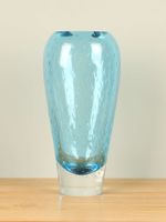 Glazen vaas bubbel blauw, 40 cm