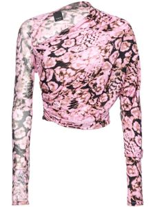 PINKO t-shirt crop à fleurs - Rose