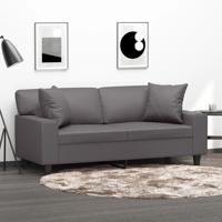 Tweezitsbank met sierkussens 140 cm kunstleer grijs
