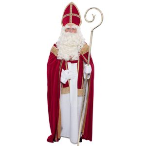 Sinterklaas kostuum luxe katoenfluweel met mijter voor volwassenen One size  -