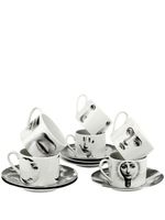 Fornasetti set de six tasses et soucoupes "Tema e variazioni" - Blanc - thumbnail