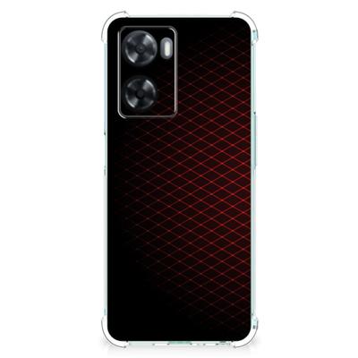 OPPO A57 | A57s | A77 4G Doorzichtige Silicone Hoesje Geruit Rood