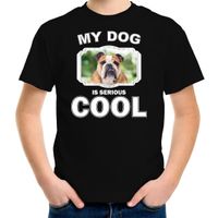 Engelse bulldog honden t-shirt my dog is serious cool zwart voor kinderen