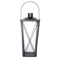 Zilveren tuin lantaarn/windlicht van ijzer 20 x 20 x 40 cm