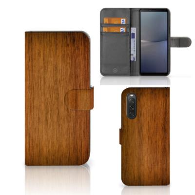 Sony Xperia 10 V | Book Style Case | Donker Hout Sony Xperia 10 V | Book Style Case | Donker Hout