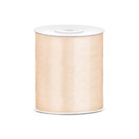 1x Satijnlint creme rol 10 cm x 25 meter cadeaulint verpakkingsmateriaal - Cadeaulinten