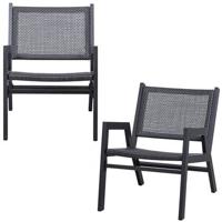 WOOOD Pem Tuin Fauteuil Met Armleuning - Aluminium - Zwart - Set van 2 - thumbnail