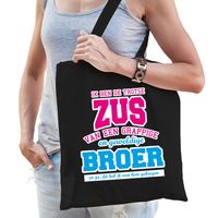 Trotse zus van geweldige broer cadeau tas zwart voor dames - thumbnail