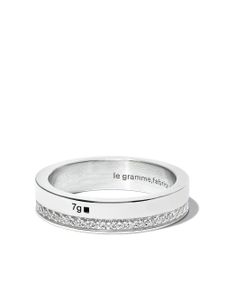 Le Gramme bague 7g polie sertie de diamants - Argent