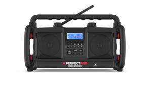 PerfectPro WORKSTATION Bouwradio VHF (FM), DAB+ Bluetooth, AUX Acculaadfunctie, Handsfreefunctie, Incl. microfoon, Spatwaterbestendig, Stofdicht, Stofvast,