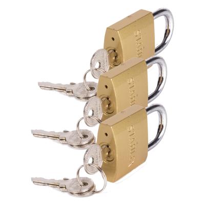 STAHLEX Hangslot met 3 sleutels - 3x - 38 mm - messing - kofferslot