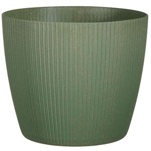 Plantenpot/bloempot kunststof donkergroen ribbels patroon - D25/H21,5 cm