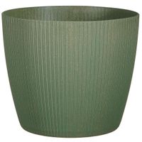 Plantenpot/bloempot kunststof donkergroen ribbels patroon - D25/H21,5 cm