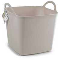 Kuip/emmer/wasmand - flexibel - beige - 43 liter - vierkant - kunststof