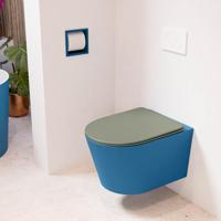 Wandcloset Mondiaz Lavie | Zonder spoelrand | Incl.Toiletzitting-Army | Keramiek | Jeans (blauw)