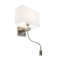 QAZQA Smart Wandlamp staal met kap creme wit incl. Wifi P45 - Bergamo - thumbnail