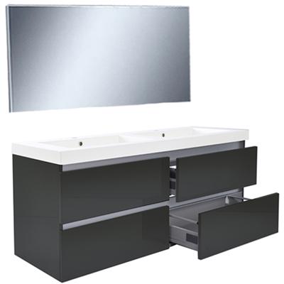 Wiesbaden Vision Meubelset Inclusief Spiegel - 120cm - Hoogglans Grijs