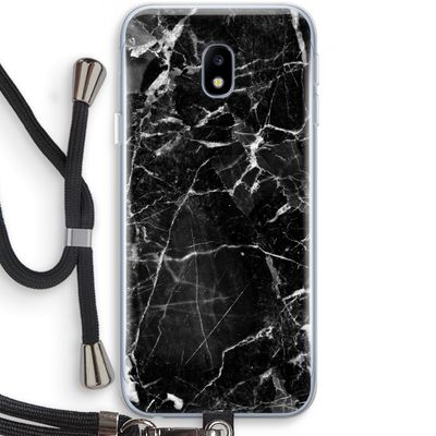 Zwart Marmer 2: Samsung Galaxy J3 (2017) Transparant Hoesje met koord