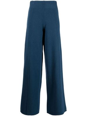 Pringle of Scotland pantalon en maille à taille haute - Bleu