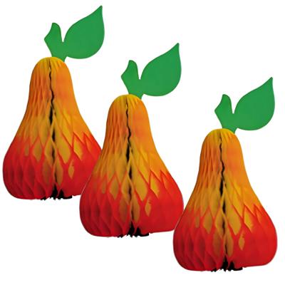 Hang decoratie fruit thema peer - 3x - van papier - 20 cm - Fruit gezond - decoraties/versieringen
