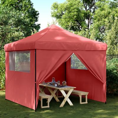 Partytent inklapbaar pop-up met 4 zijwanden bordeauxrood