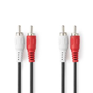 Stereo-Audiokabel | 2x RCA Male | 2x RCA Male | Vernikkeld | 10.0 m | Rond | Rood / Wit