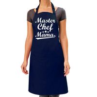 Moederdag cadeau schort - master chef mama - donkerblauw - keukenschort - verjaardag - barbecue/BBQ - thumbnail