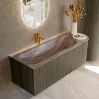 Badmeubel Mondiaz Kurve-Dlux | 125 cm | Meubelkleur Shadow | Wastafelkleur Oza | Solid surface | Wasbak linker zijde spoelbak | 1 kraangat