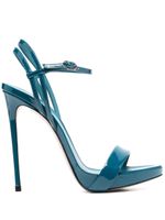 Le Silla sandales Gwen 120 mm en cuir verni - Bleu - thumbnail