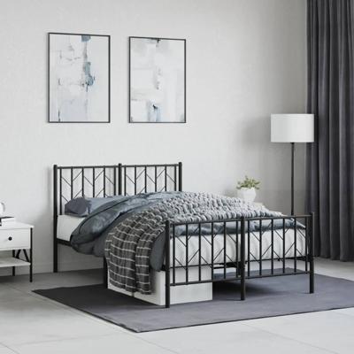 Bedframe met hoofd- en voeteneinde metaal zwart 120x200 cm