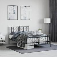 Bedframe met hoofd- en voeteneinde metaal zwart 120x200 cm
