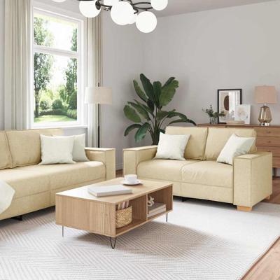Bankstel met kussen 3 pcs Crème 220 x 78 x 84 cm Stof