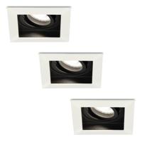 Set van 3 Durham vierkante LED inbouwspots - 5 Watt 400 lumen - 6000K daglicht wit - GU10 - Dimbaar Kantelbaar - Voor binnen - Wit