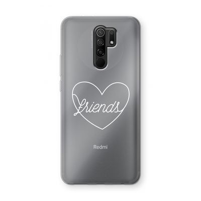 Friends heart pastel: Xiaomi Redmi 9 Transparant Hoesje