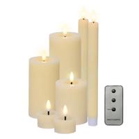 LED kaarsen set - wax - 7-dlg - creme wit- dinerkaarsen/stompkaarsen/theelichten - afstandsbediening