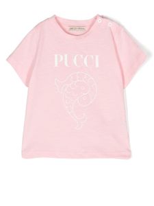 PUCCI Junior t-shirt en coton à imprimé animalier - Rose