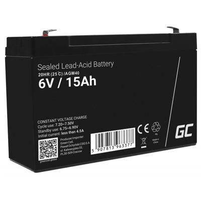 Green Cell Green Cell AGM40 batteria UPS VRLA AGM 6 V 15 Ah (Green Cell AGM VRLA 6V 15Ah ma Loodaccu 6 V 15 Ah Loodvlies (AGM) (b x h x d) 151 x 100 x 94 mm