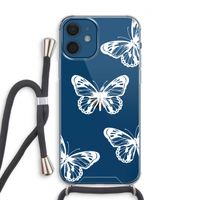 White butterfly: iPhone 12 Transparant Hoesje met koord