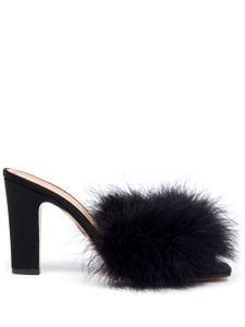 Maison Margiela mules en satin ornées de plumes 90 mm - Noir