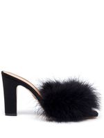 Maison Margiela mules en satin ornées de plumes 90 mm - Noir - thumbnail