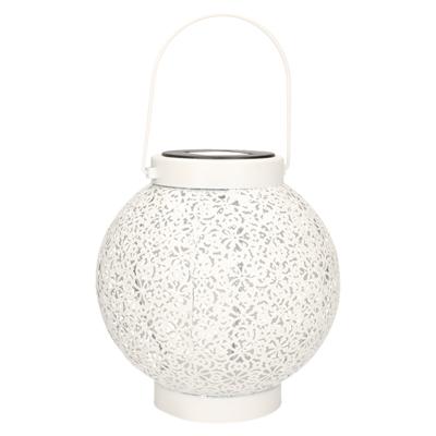 Solar lantaarn - wit - metaal - D18 x H19 cm - wit - metaal - tafellamp
