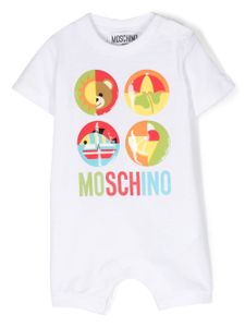 Moschino Kids barboteuse en coton à logo imprimé - Blanc