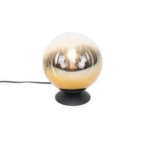 QAZQA Art deco tafellamp zwart met goud glas - pallon