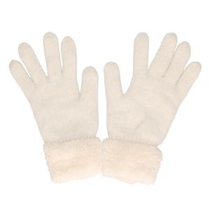 Wit gebreide handschoenen met nepbont voor dames   -