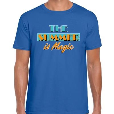 Toppers verkleed T-shirt heren - The summer is Magic - blauw - Miami Vice - Tropische feestkleding